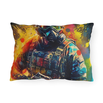 Paintball Game Sport: Professional Action Shot Target Player - Outdoor Pillows