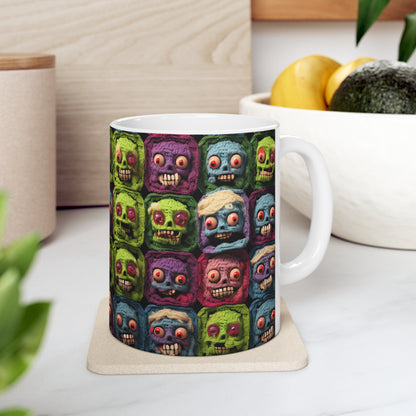 Zombie Crochet Halloween Spooky Holiday Festive Horror Living Dead - Taza de cerámica 11oz 