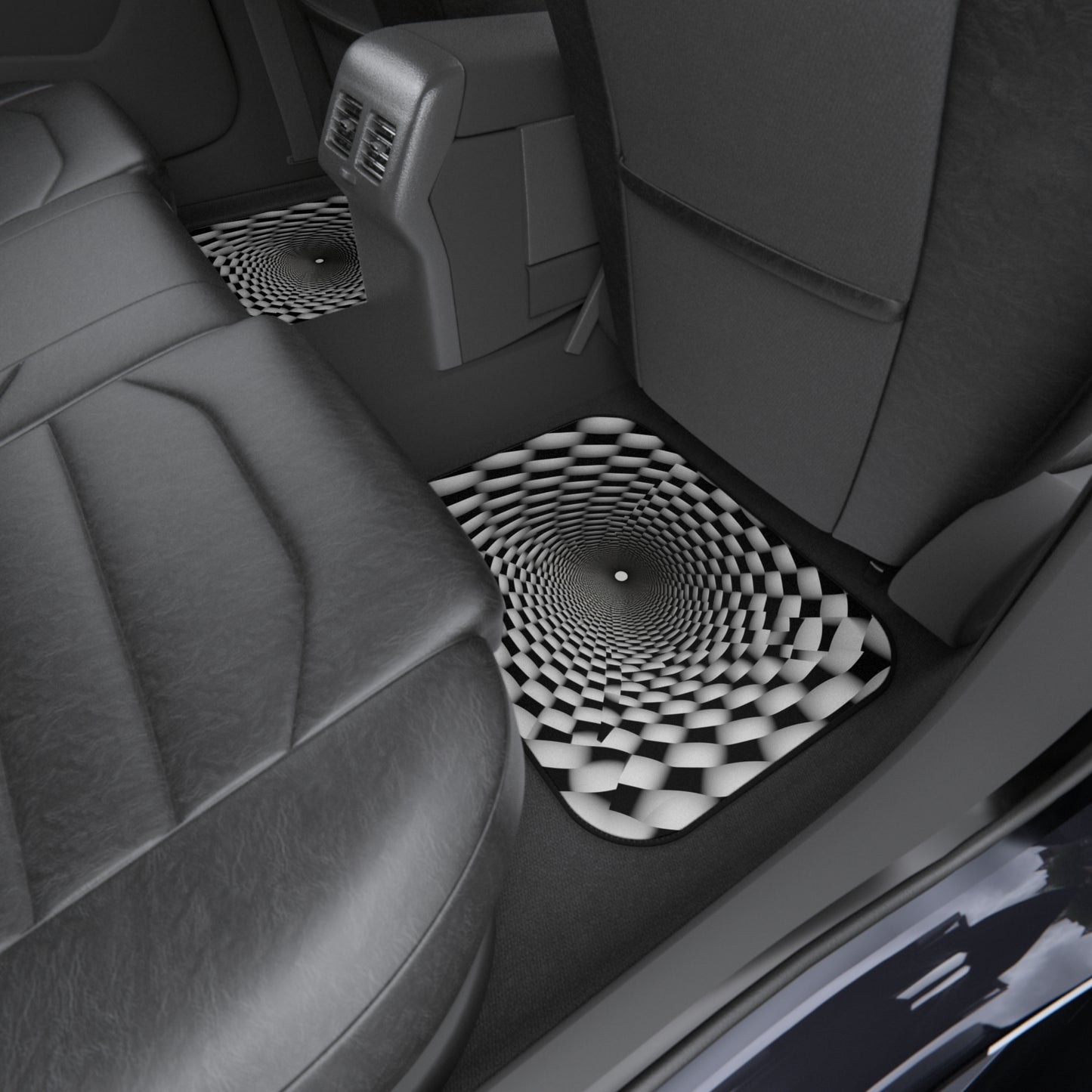 3D Optical Illusion Vortex - endless warp Hole Car Mats (Set of 4)