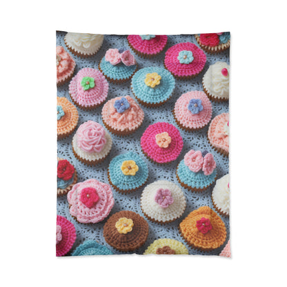 Crochet Cupcake Treat Frosted Cake Dessert Bakery Design - Bed Comforter