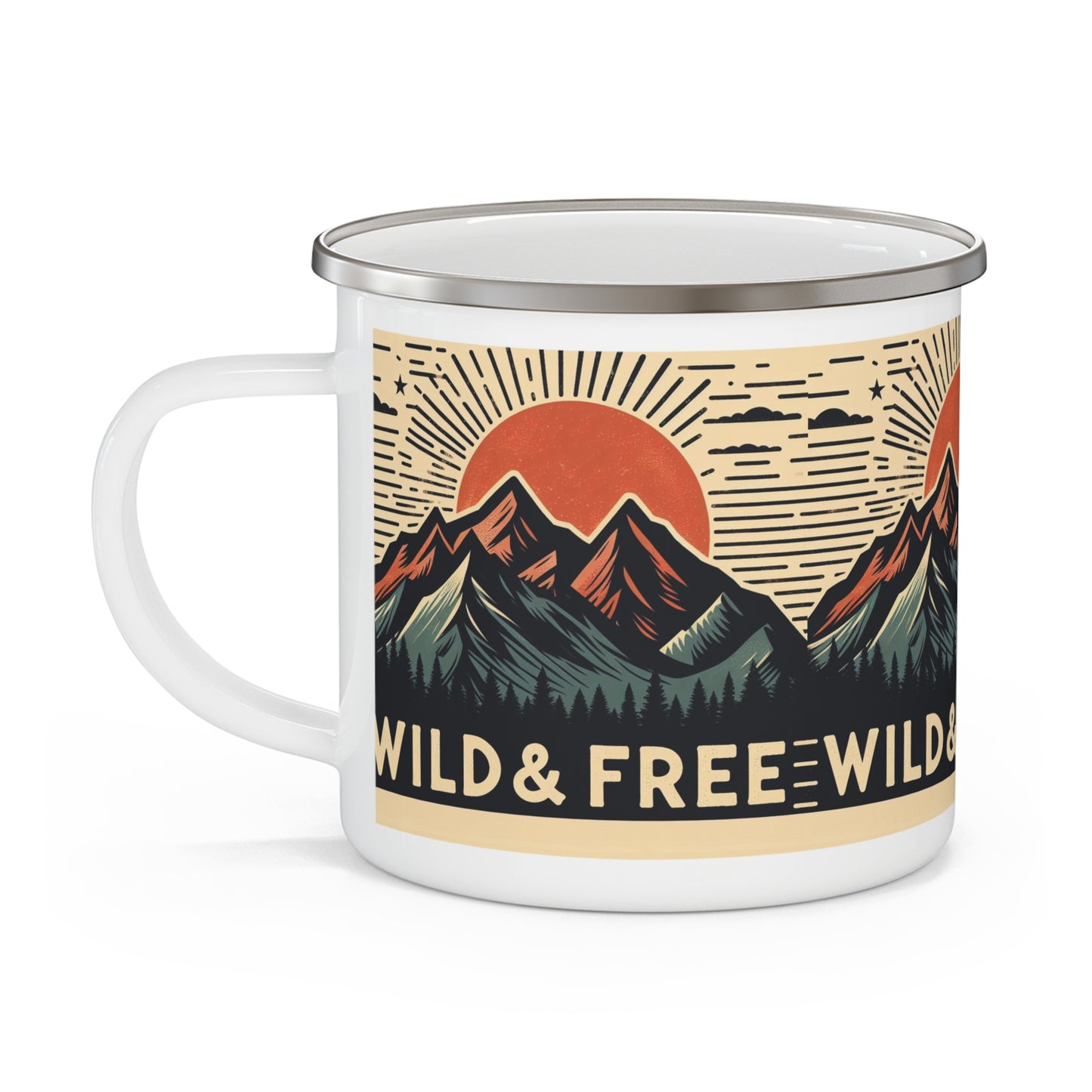 Wild and Free - Trendy Hiking and Camping - Enamel Camping Mug