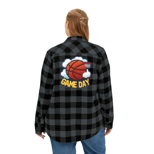 Game Day Basketball - Charcoal Black - Unisex Flannel Shirt