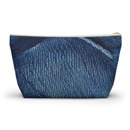 Dark Blue: Distressed Denim-Inspired Fabric Design - Accessory Pouch w T-bottom