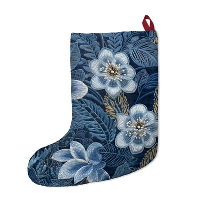 Flower Blossom Embroidery Floral on Denim Style - Christmas Stockings