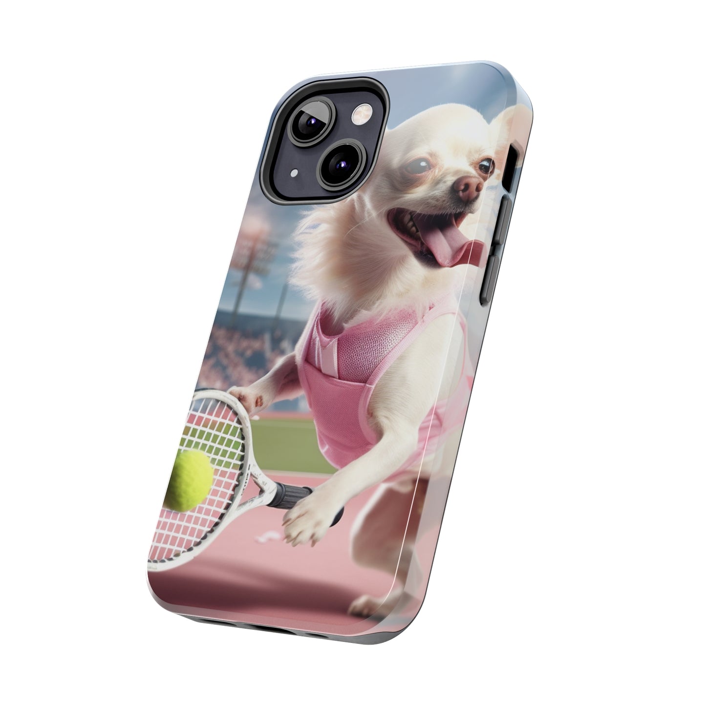 Chihuahua Tennis Ace: Dog Pink Outfit, Court Atheletic Sport Game - Tough Phone Cases