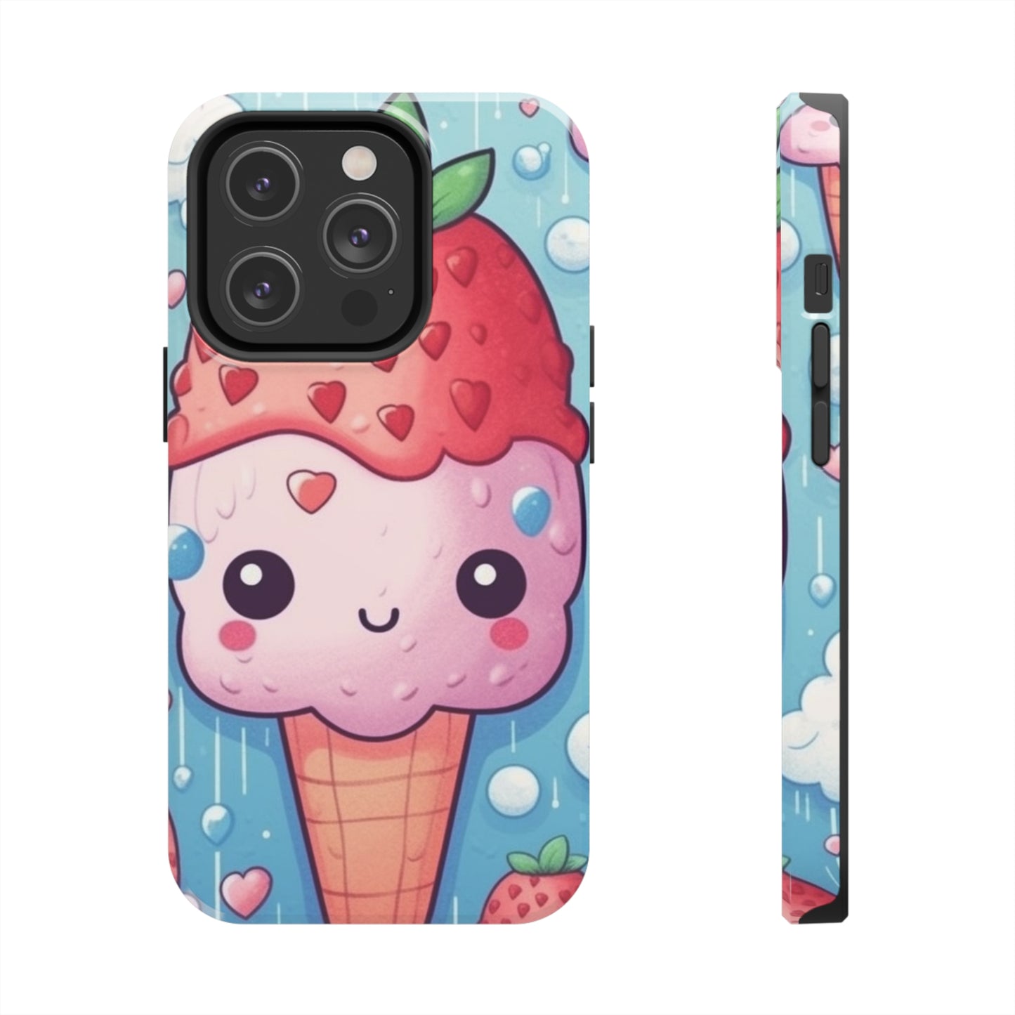 Kawaii Strawberry Sundae Cone - Traditional Japanese Anime Dessert Delight - Sweet Berry Otaku Gift - Tough Phone Cases