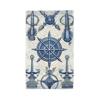 Nautical Theme Art - Anchors, Ropes, Compass - Dobby Rug