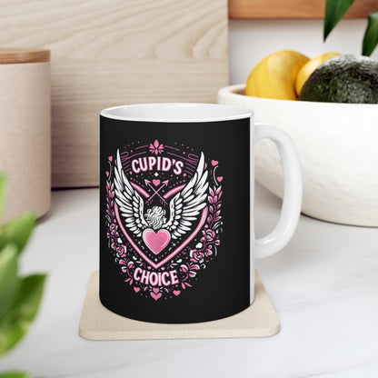 Cupids Choice Crest with Heart and Wings - Love and Romance Valentine Themed - Ceramic Mug 11oz