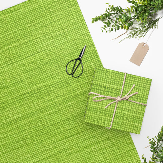 Lush Grass Neon Green: Denim-Inspired, Springtime Fabric Style - Wrapping Paper
