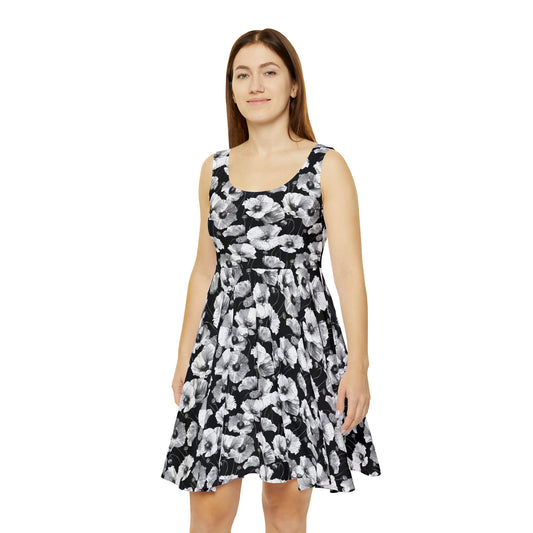 Neutral Poppy Midi Dress - Women's Skater Dress (AOP)