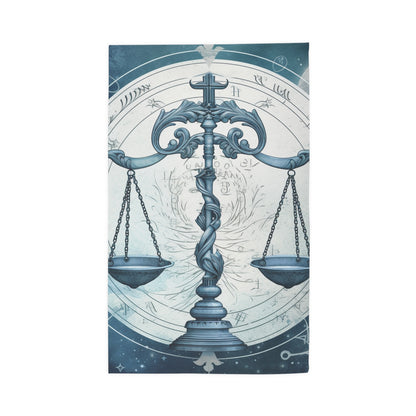 Blue Tones Libra Zodiac Cosmic Astro - Balance Scale & Symbols - Dobby Rug