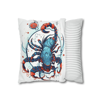 Cute Scorpio Zodiac Sign - Big Claws, Long Tail Cosmic Astrology Symbol - Spun Polyester Square Pillow Case