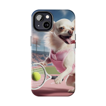 Chihuahua Tennis Ace: Dog Pink Outfit, Court Atheletic Sport Game - Tough Phone Cases