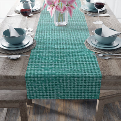 Quality Mint Turquoise Denim Fabric Deisgn, Stylish Material - Table Runner (Cotton, Poly)