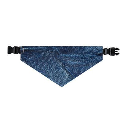 Dark Blue: Distressed Denim-Inspired Fabric Design - Pet Bandana Collar