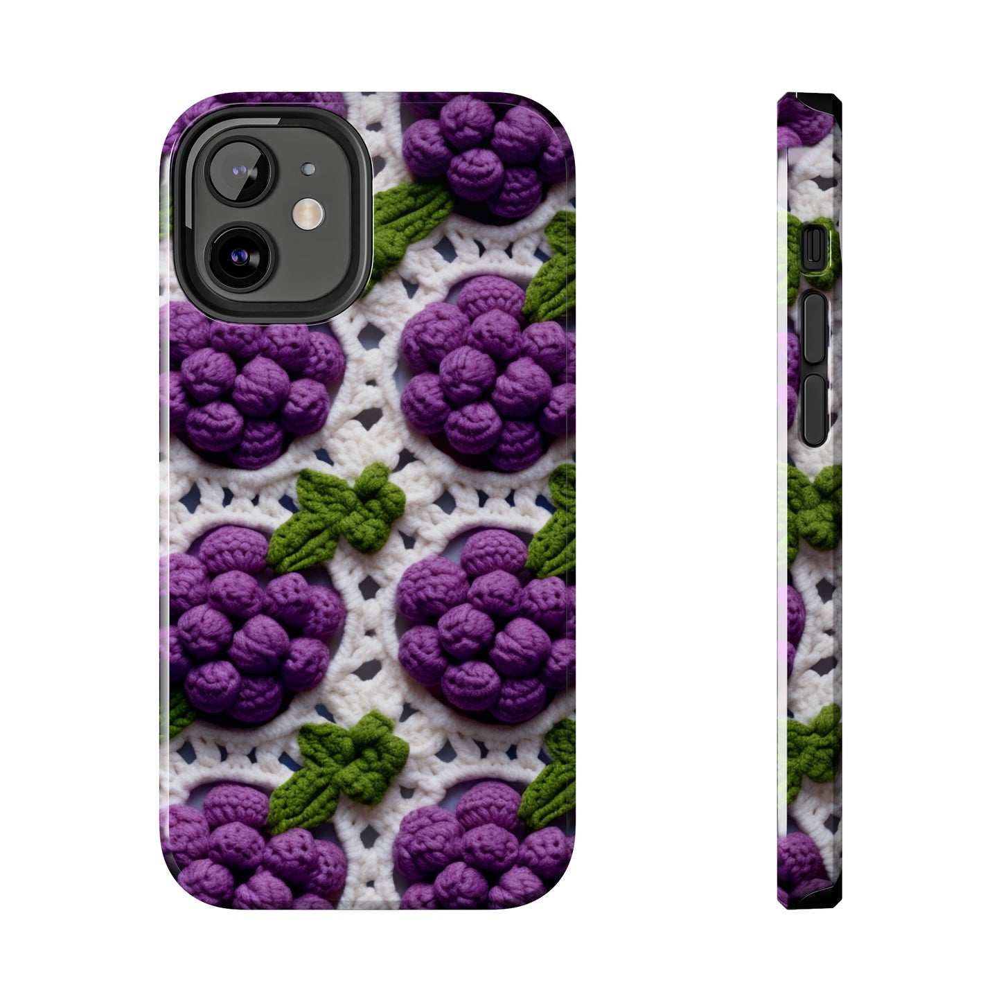 Crochet Grapes Pattern - Granny Square Design - Fresh Fruit Pick - Orchard Purple Snack Food - Tough Phone Cases