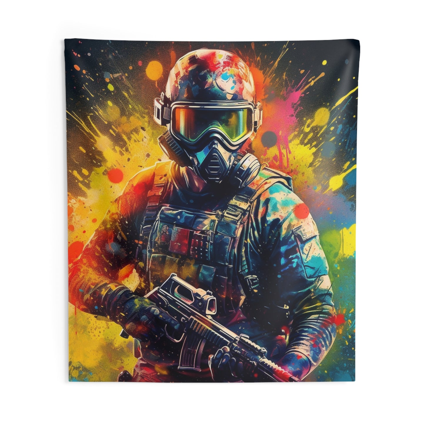 Paintball Game Sport: Professional Action Shot Target Player - Indoor Wall Tapestries