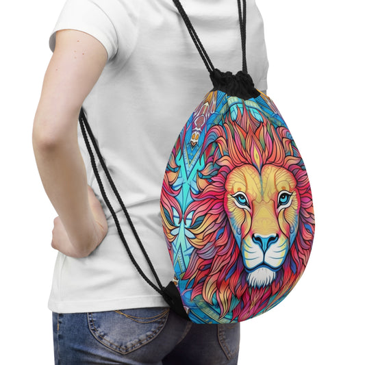 Astrological Leo - Cosmic Zodiac Constellation, Lion Symbol Art - Drawstring Bag
