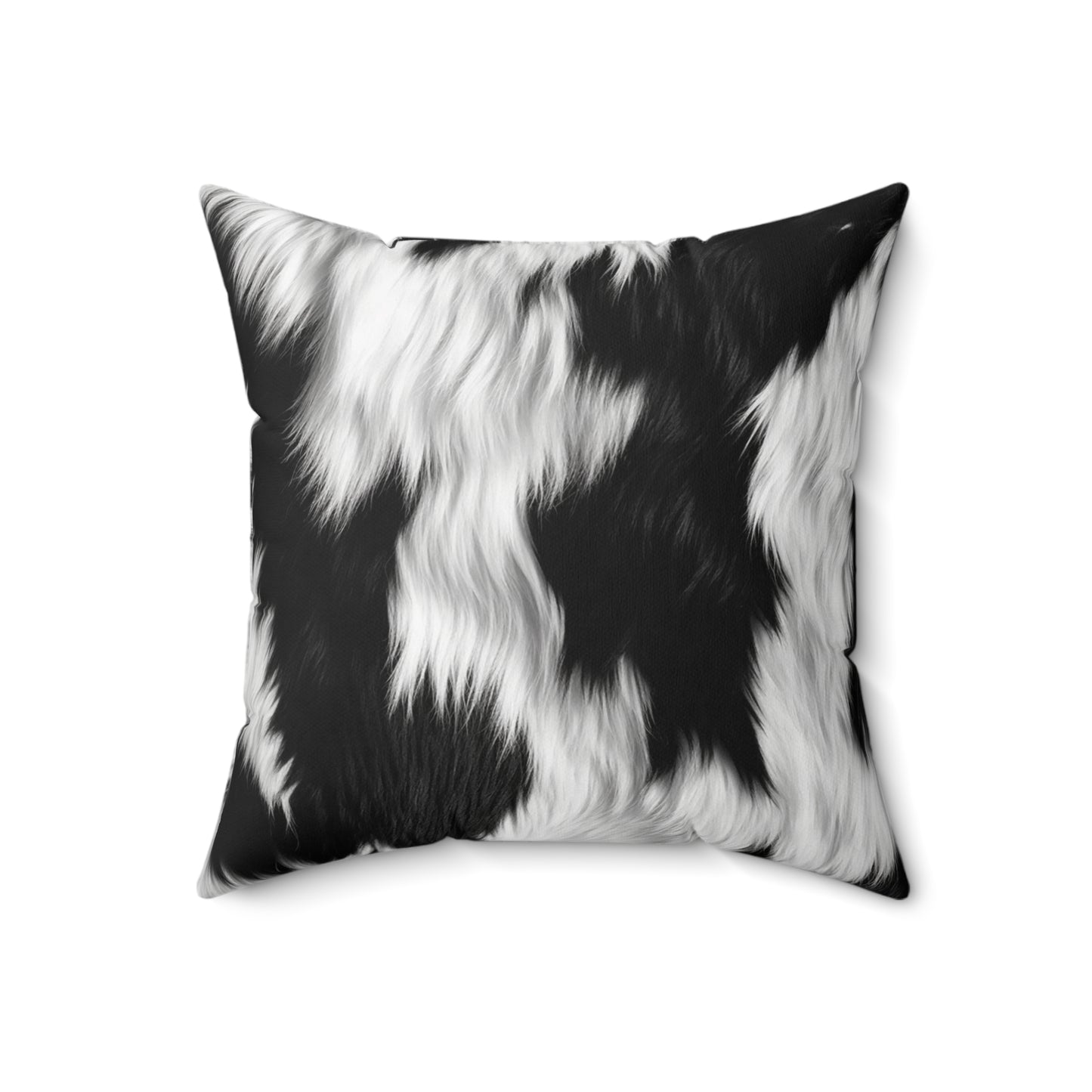 Cowhide on Hair Leather - Black and White - Designer Style - Spun Polyester Square Pillow