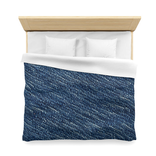 Denim-Inspired Design - Distinct Textured Fabric Pattern - Microfiber Duvet Cover