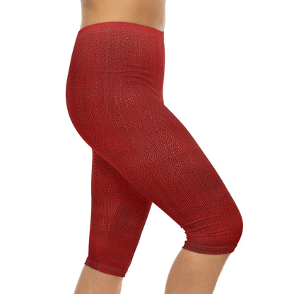 Juicy Red Berry Blast: Denim Fabric Inspired Design - Women’s Capri Leggings (AOP)