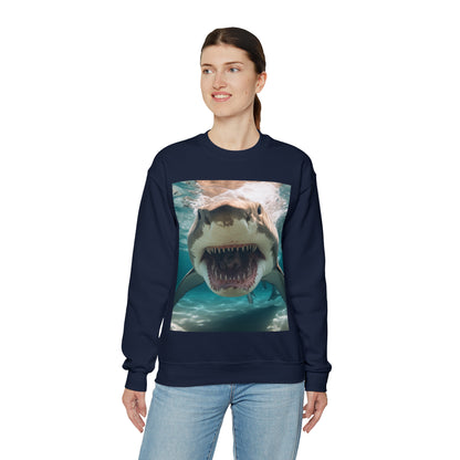 Bull Shark: River Monster Menace - Realistic Dark Water Predator - Unisex Heavy Blend™ Crewneck Sweatshirt