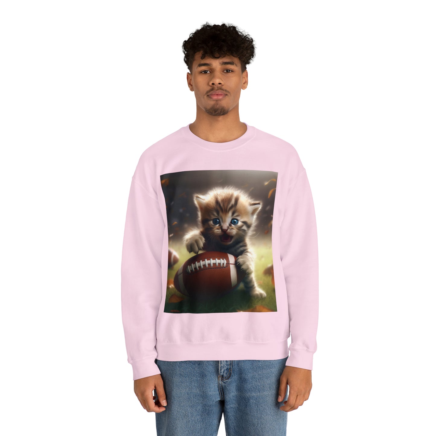 Football Kitten Touchdown: Tabby's Winning Play Sport Game - Unisex Heavy Blend™ Crewneck Sweatshirt