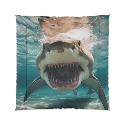 Bull Shark: River Monster Menace - Realistic Dark Water Predator - Bed Comforter