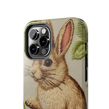 Strawberry Bunny Rabit - Embroidery Style - Strawberries Fruit Munchies - Easter Gift - Tough Phone Cases