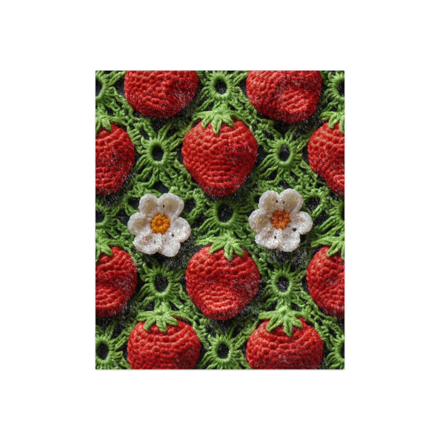 Strawberry Field Crochet - Forever Forest Greens - Fruit Berry Harvest Crop - Crushed Velvet Blanket