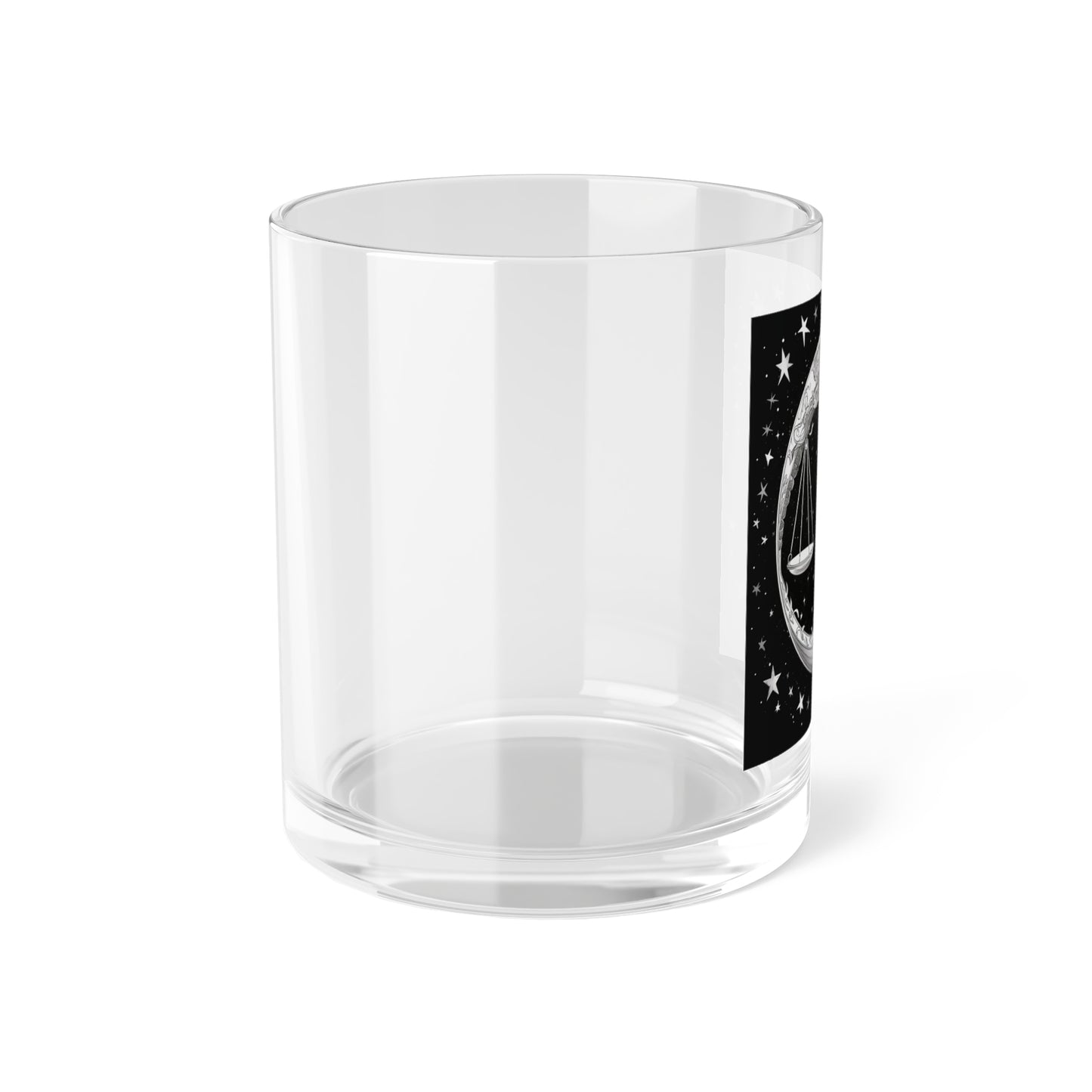 Libra Zodiac Clear Glass Bar Glass - Base sólida - Diseño celestial en blanco y negro