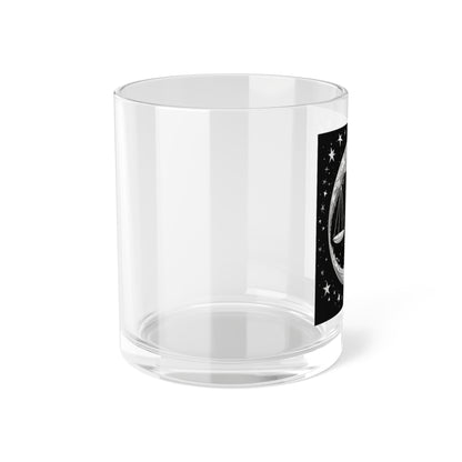 Libra Zodiac Clear Glass Bar Glass - Base sólida - Diseño celestial en blanco y negro