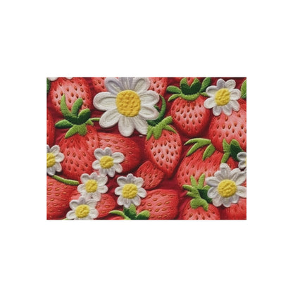 Strawberry Strawberries Embroidery Design - Fresh Pick Red Berry Sweet Fruit - Outdoor Rug