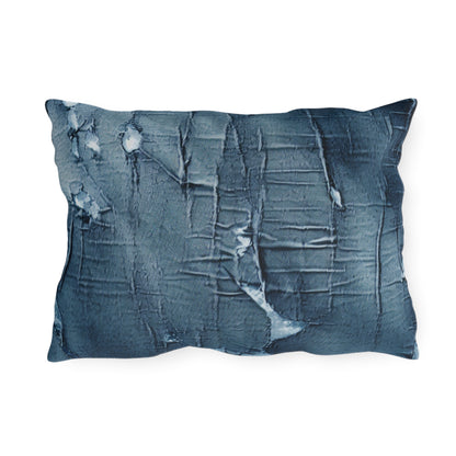 Distressed Blue Denim-Look: Edgy, Torn Fabric Design - Outdoor Pillows