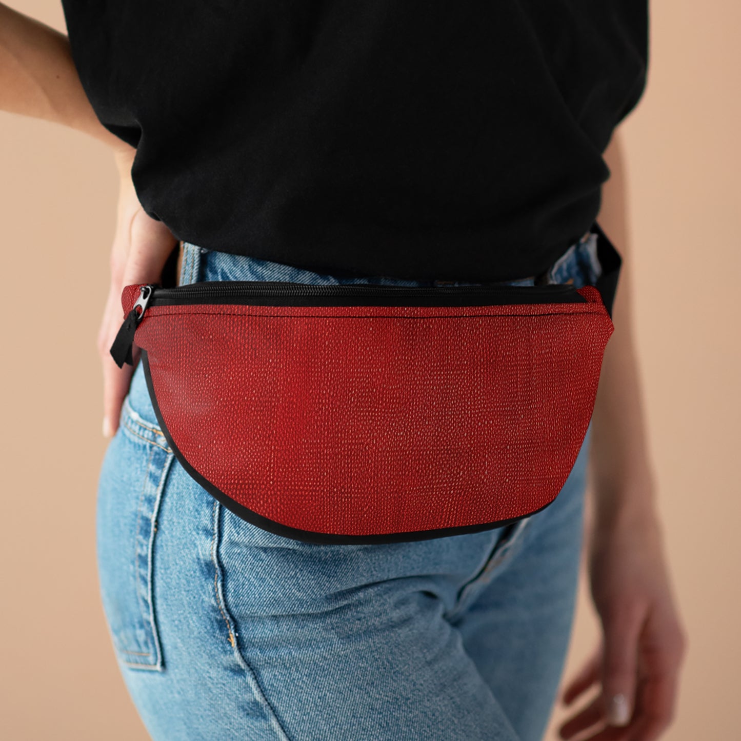 Juicy Red Berry Blast: Denim Fabric Inspired Design - Fanny Pack