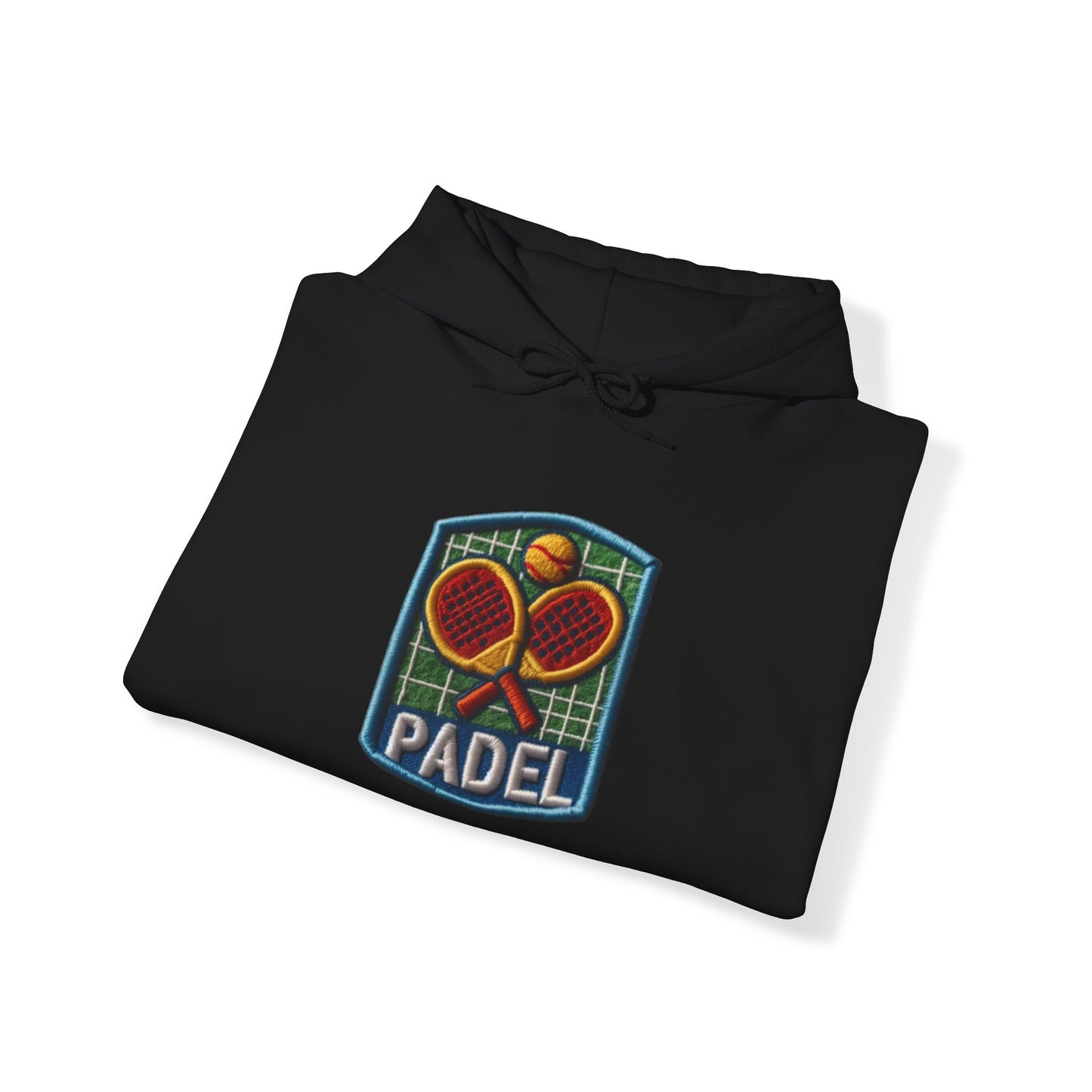 Chenille Padel Patch, Sport Faux Graphic -Unisex Heavy Blend™ Hooded Sweatshirt