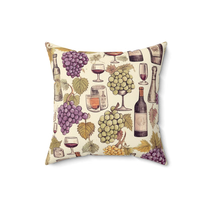 Wine Lovers Theme: Varieties of Wine, Grapes & Vineyards Design Spun Polyester Square Pillow