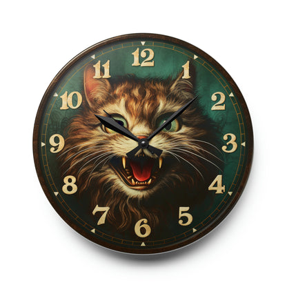 Reloj de pared acrílico espeluznante gato horror mascota animal gatito 