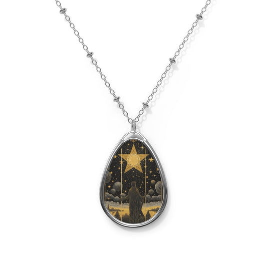 The Star Tarot Card - Symbol of Faith and Optimism - Oval Necklace