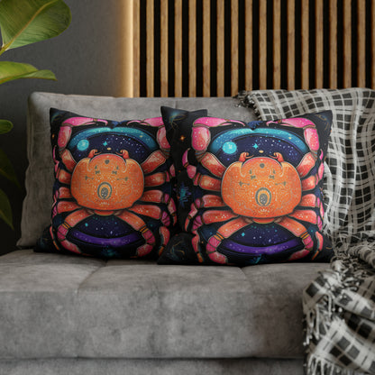 Rainbow Celestial Crab - Vibrant Cancer Zodiac Sign Art - Spun Polyester Square Pillow Case