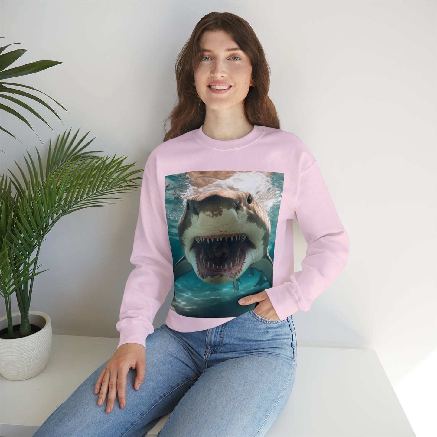 Bull Shark: River Monster Menace - Realistic Dark Water Predator - Unisex Heavy Blend™ Crewneck Sweatshirt