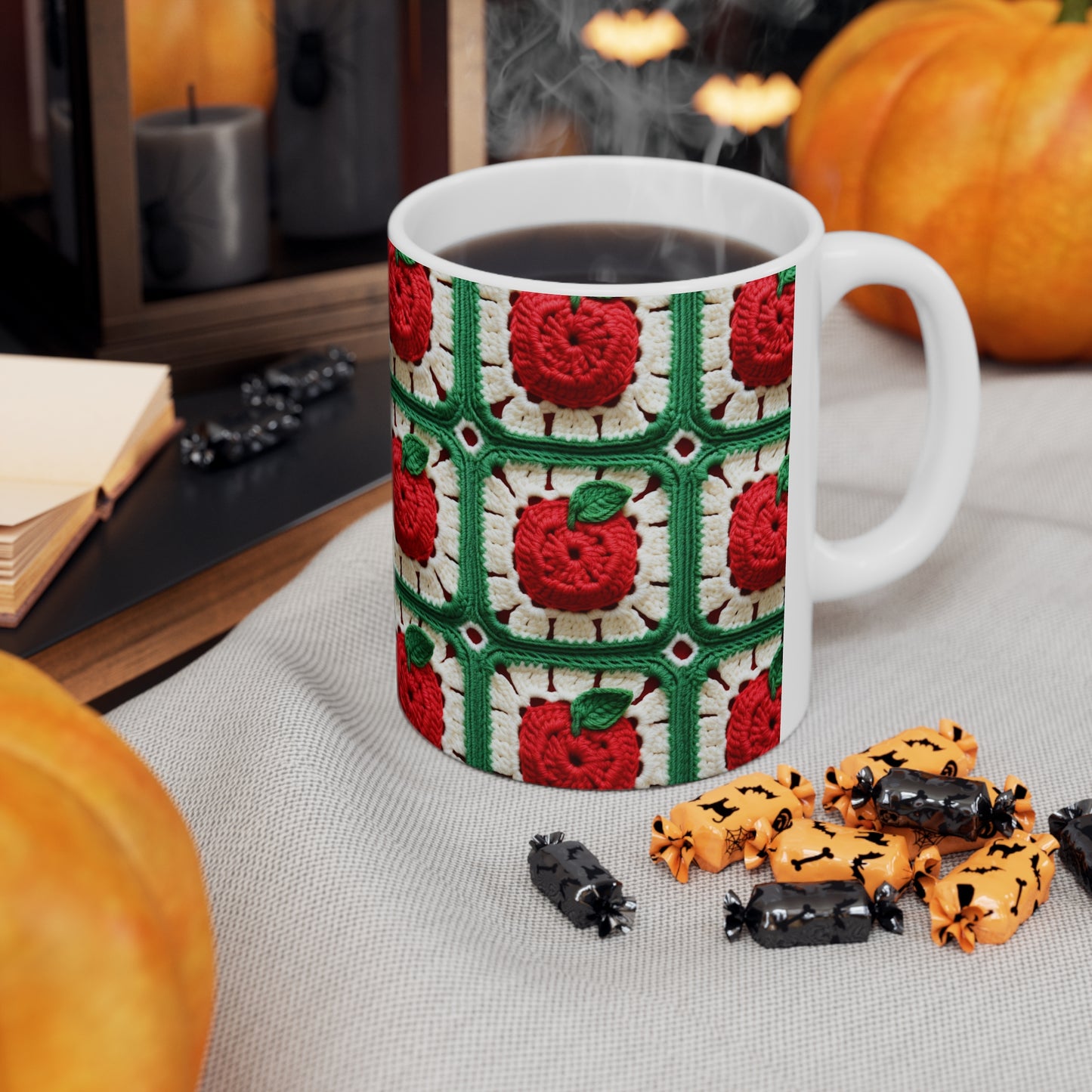 Apple Granny Square Crochet Pattern: Wild Fruit Tree, Delicious Red Design - Ceramic Mug 11oz