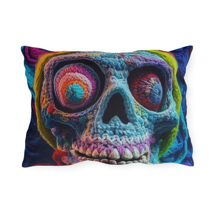 Crochet Skull Halloween Scary Horror Design - Outdoor Pillows