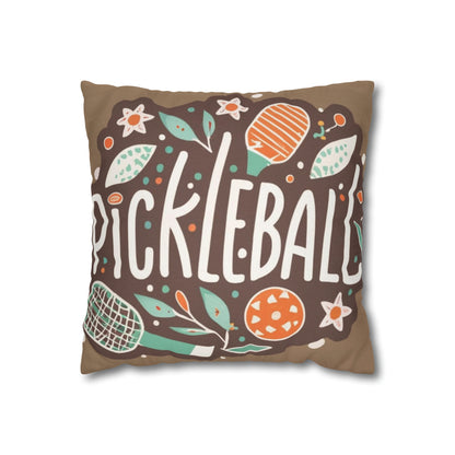 Pickleball Boho Graphic - Regalo deportivo - Funda de almohada cuadrada de poliéster hilado 