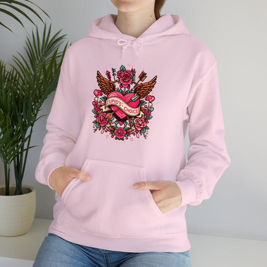 Cupids Choice Heart with Roses and Arrow - Vibrant Valentines Day Love - Unisex Heavy Blend™ Hooded Sweatshirt