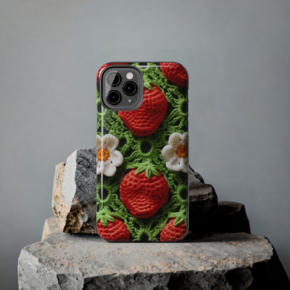 Strawberry Field Crochet - Forever Forest Greens - Fruit Berry Harvest Crop - Tough Phone Cases