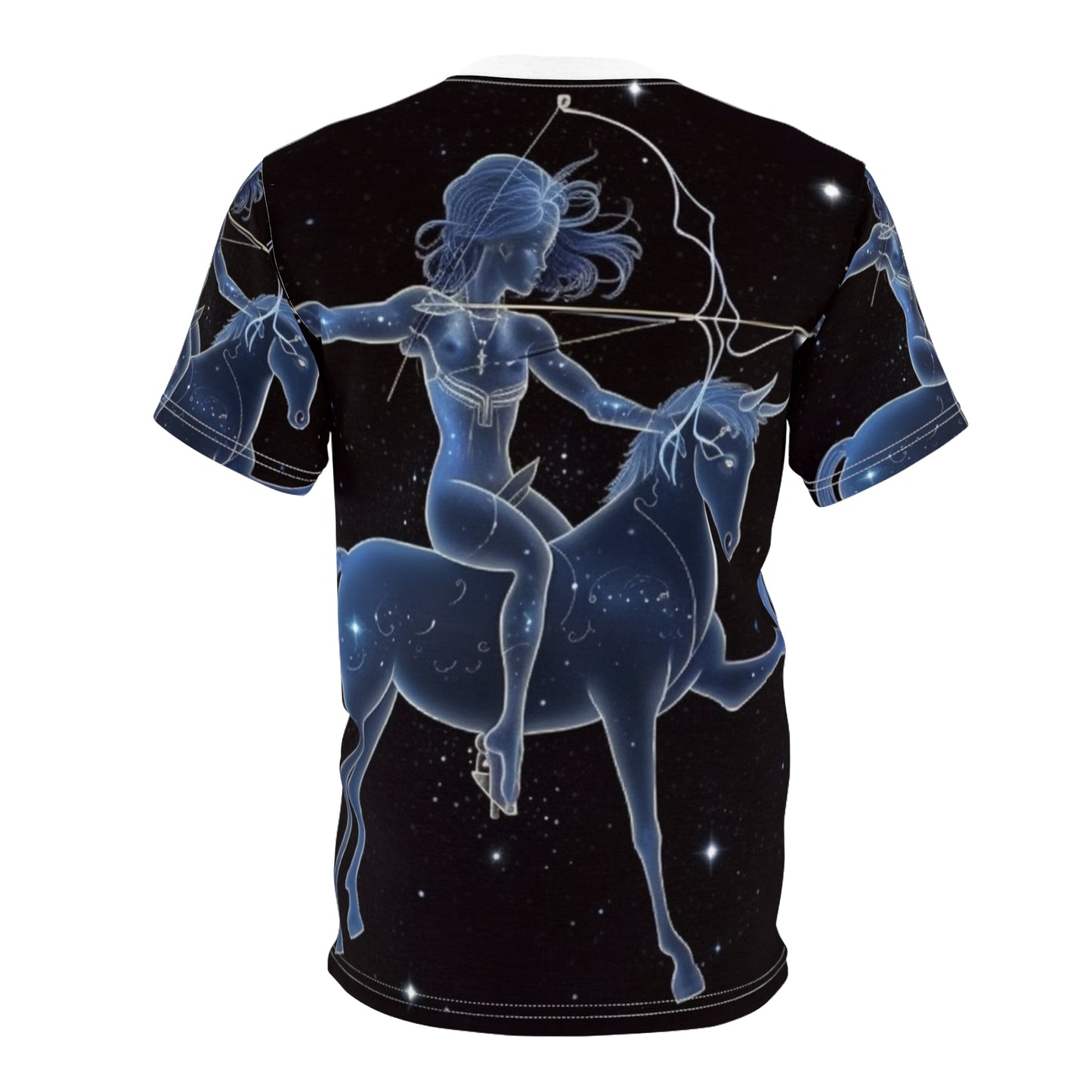 Sagittarius Zodiac in Starlit Universe - Fluorescent Colors - Unisex Cut & Sew Tee (AOP)