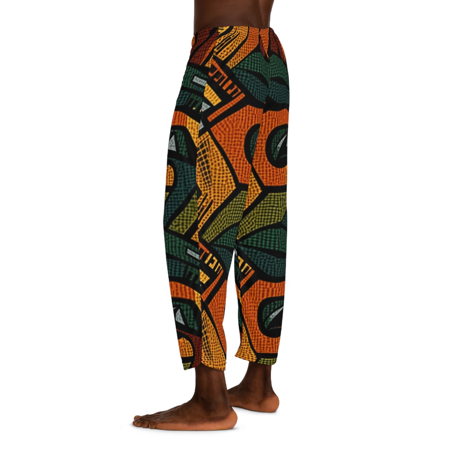 1960-1970s Style African Ornament Textile - Bold, Intricate Pattern - Men's Pajama Pants (AOP)