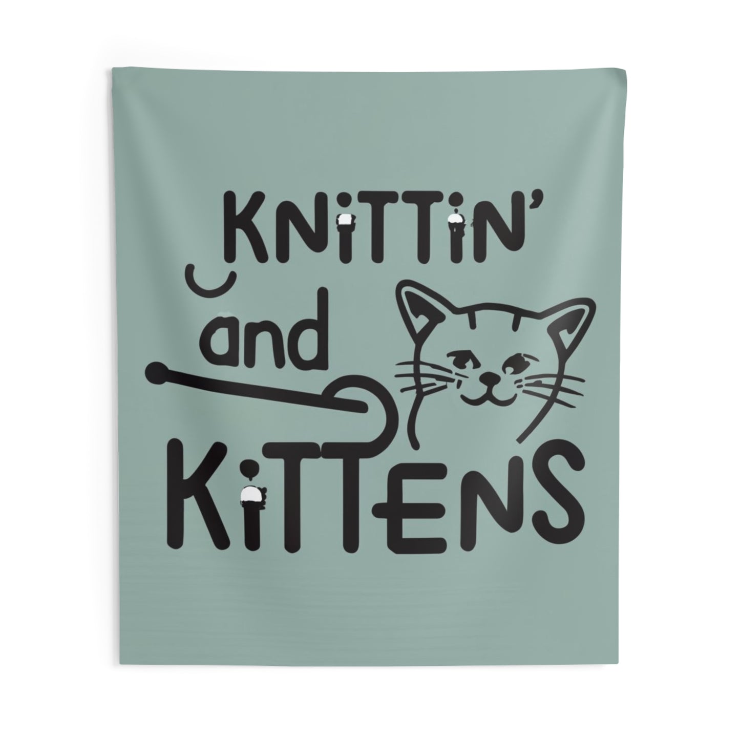 Knitting Whiskers: Purr-fect Kittin with Kittens Design - Indoor Wall Tapestries