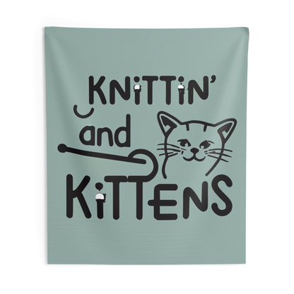 Knitting Whiskers: Purr-fect Kittin with Kittens Design - Indoor Wall Tapestries